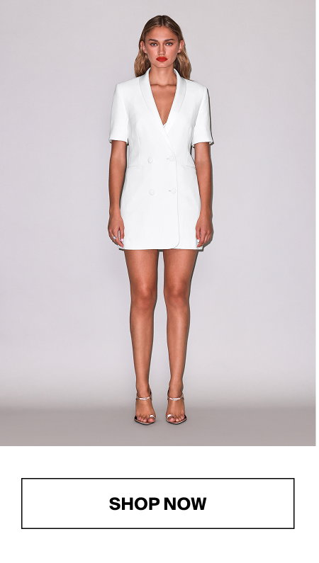 Short Sleeve Blazer Dress In Ivory