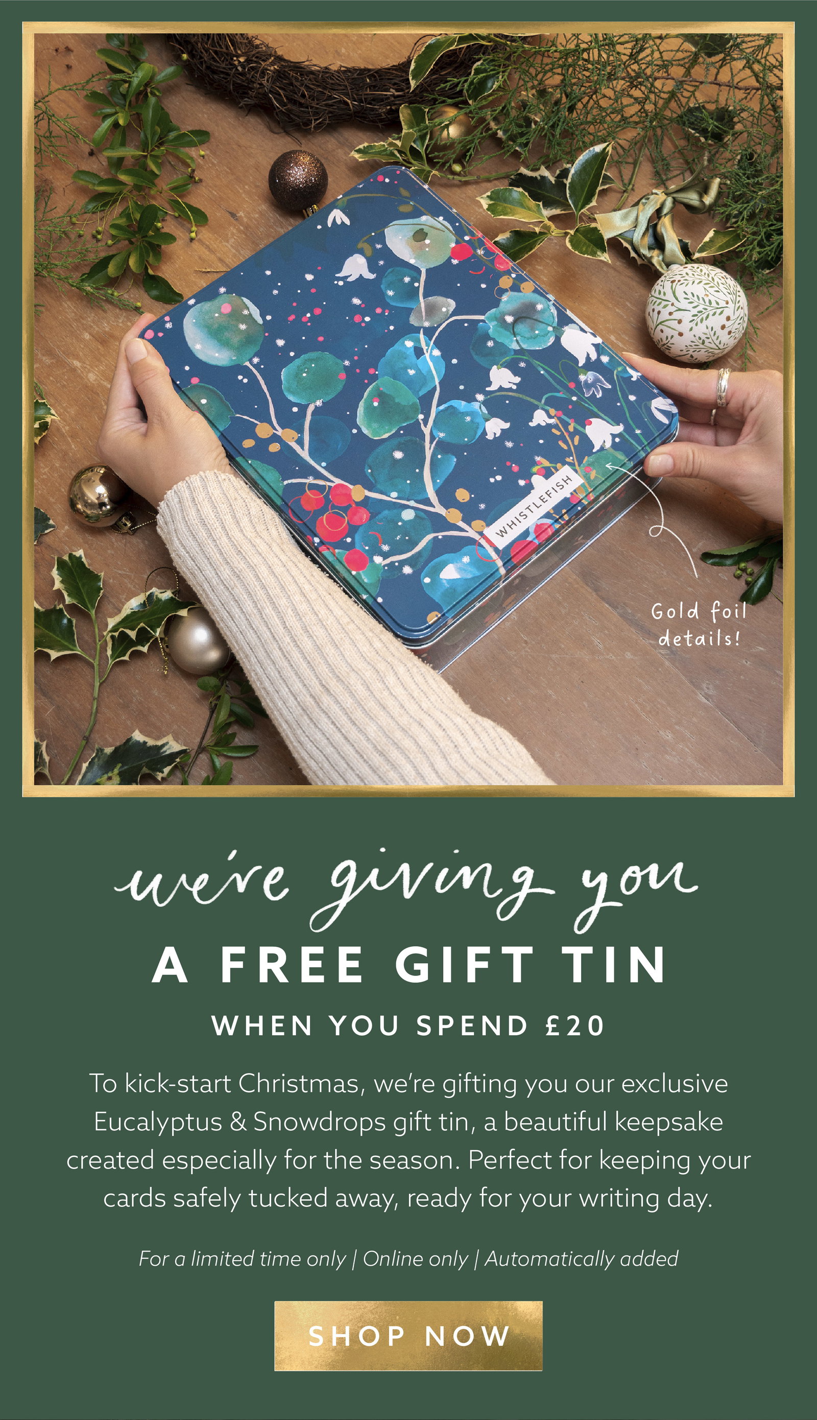 Free festive gift tin when you spend £20