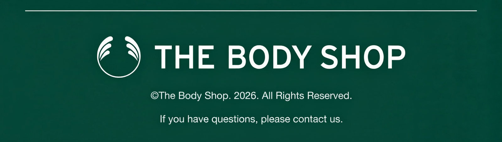The Body Shop logo and copyright information.