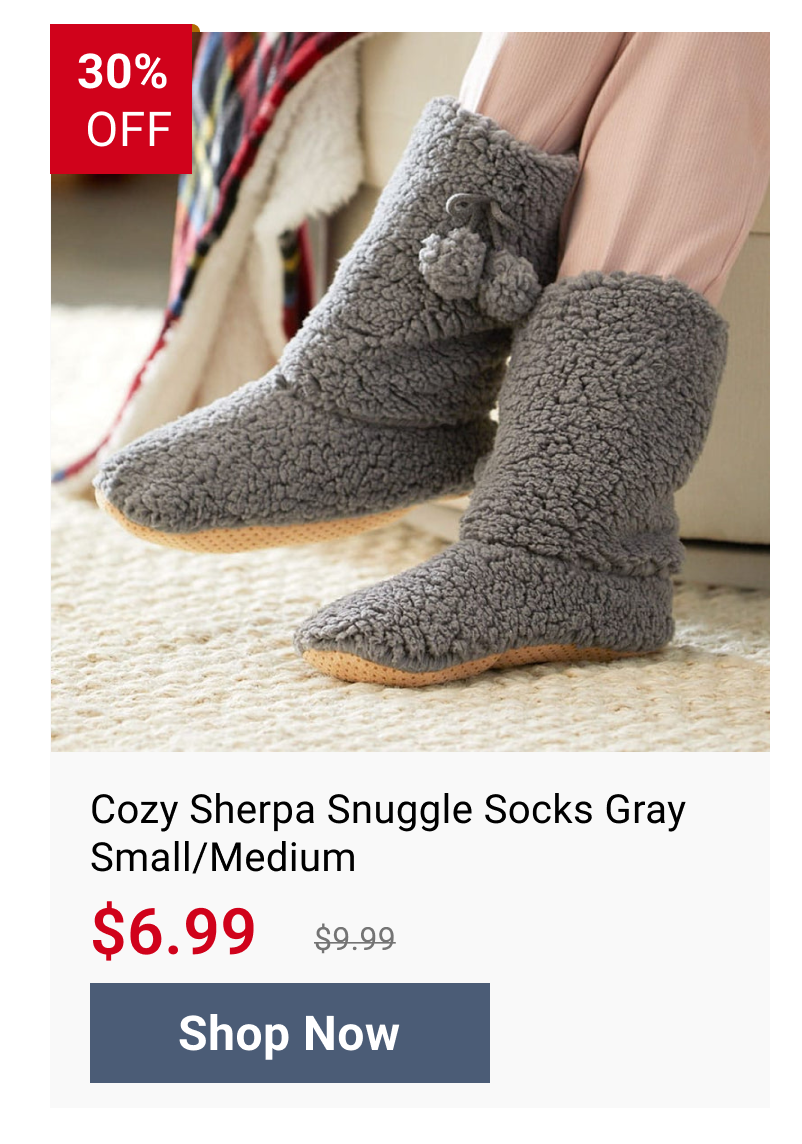 Cozy Sherpa Snuggle Socks Gray Small/Medium