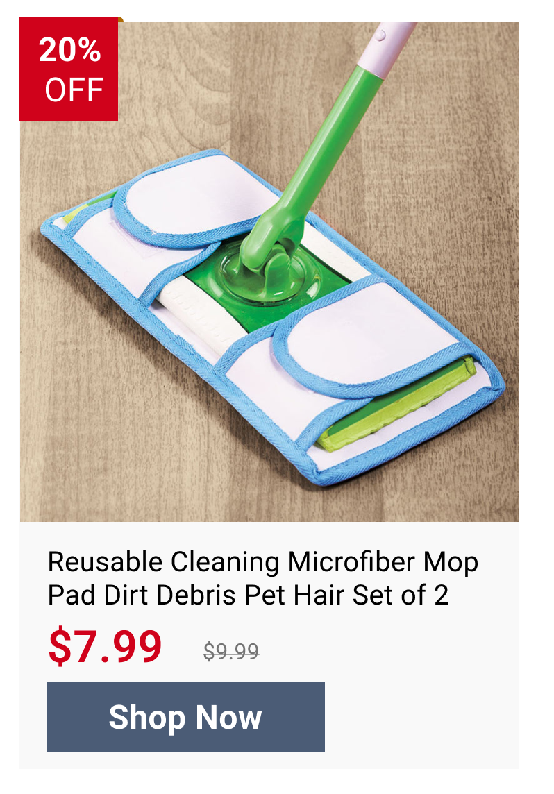 Reusable Cleaning Microfiber Mop Pad Dirt Debris Pet Hair Set of 2