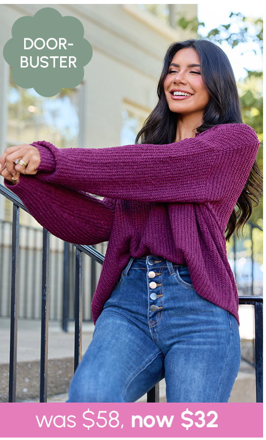 Mckenzie Wine Open Knit Sweater