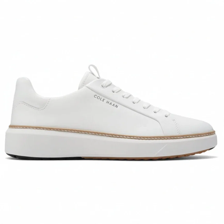 Image of Cole Haan GrandPrø Topspin Waterproof Wide Golf Shoes - White/Natural