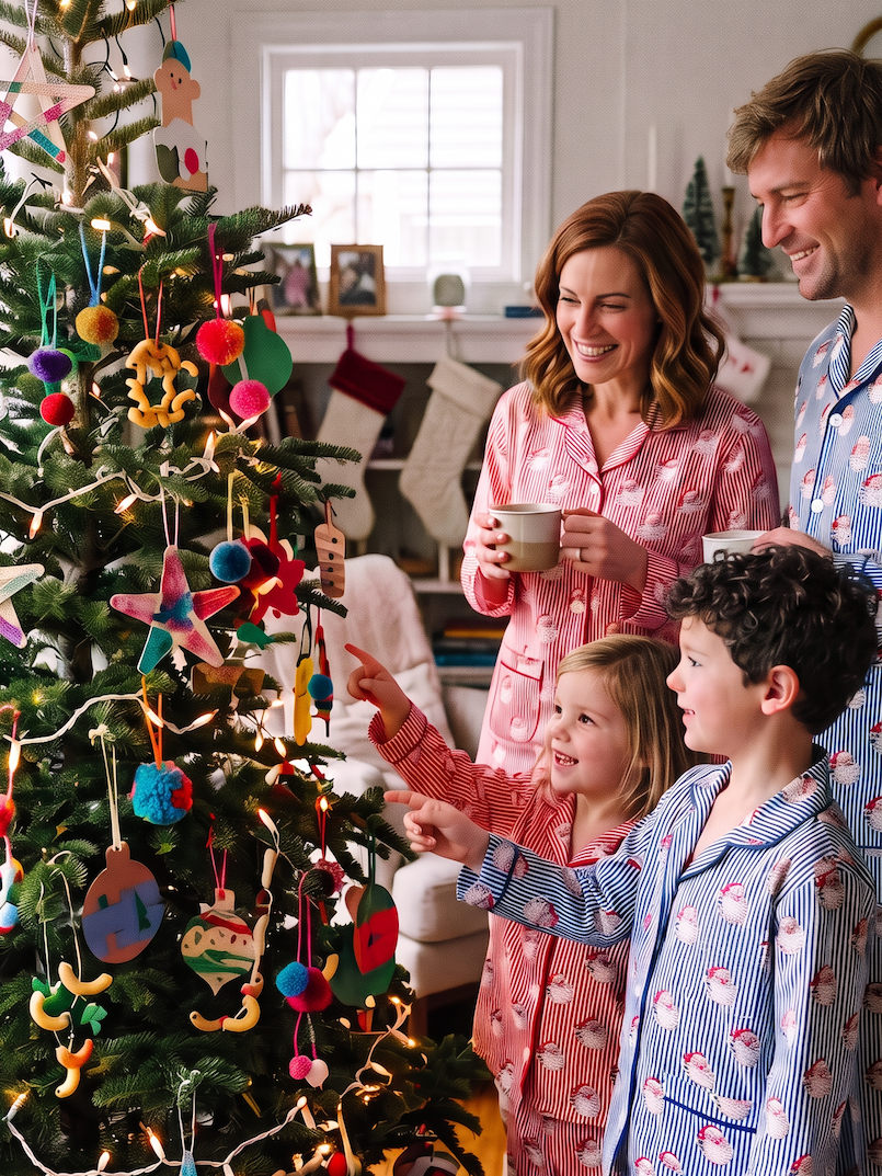 Striped Vintage Santa Pajama Set Collection