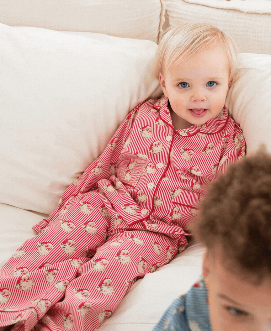 Striped Vintage Santa Pajama Set Collection