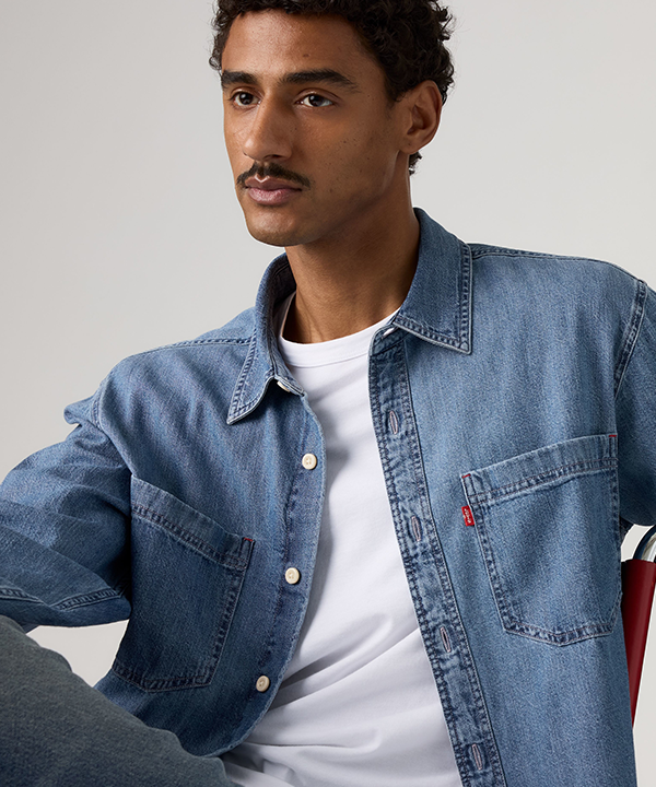 Man wearing Levis' Relaxed Fit Pure Cotton Denim Overshirt