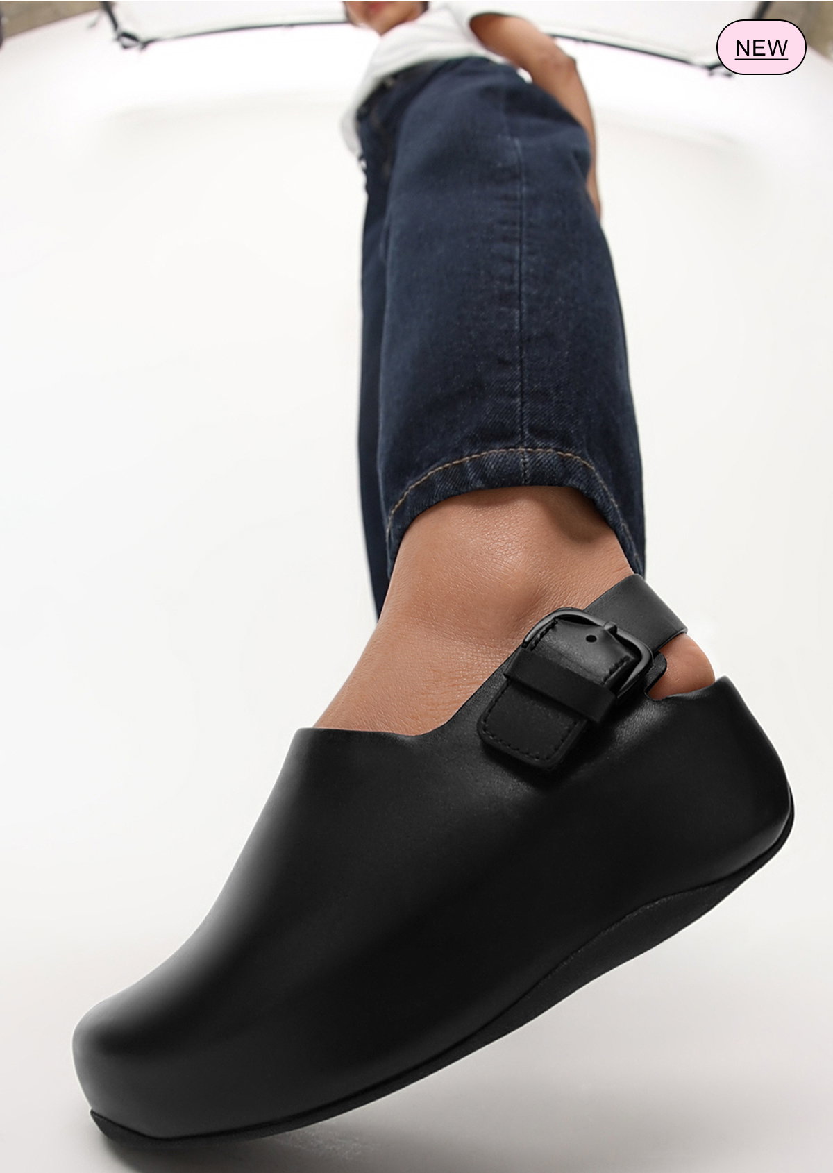 SHUV Leather Back-Strap Mules Black