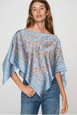 By Anthropologie Printed Scarf Poncho