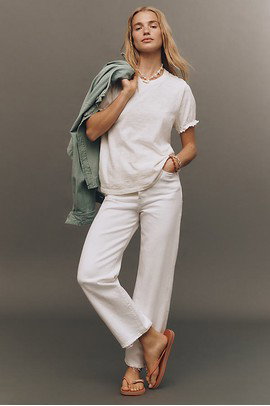Pilcro Bennie 100% Cotton Slim Puff Sleeve Tee