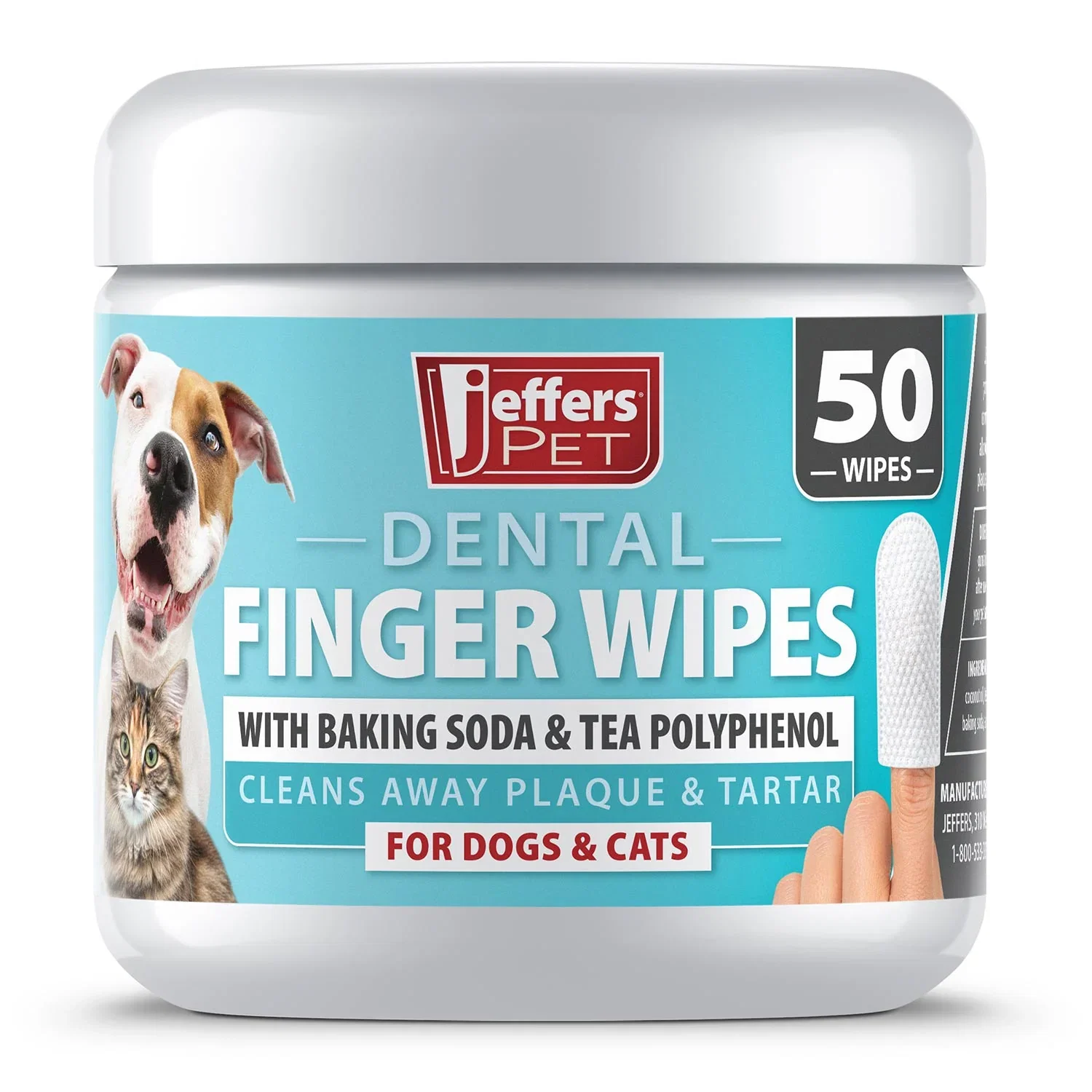 Jeffers Pet Dental Finger Wipes for Dogs & Cats, 50 Count