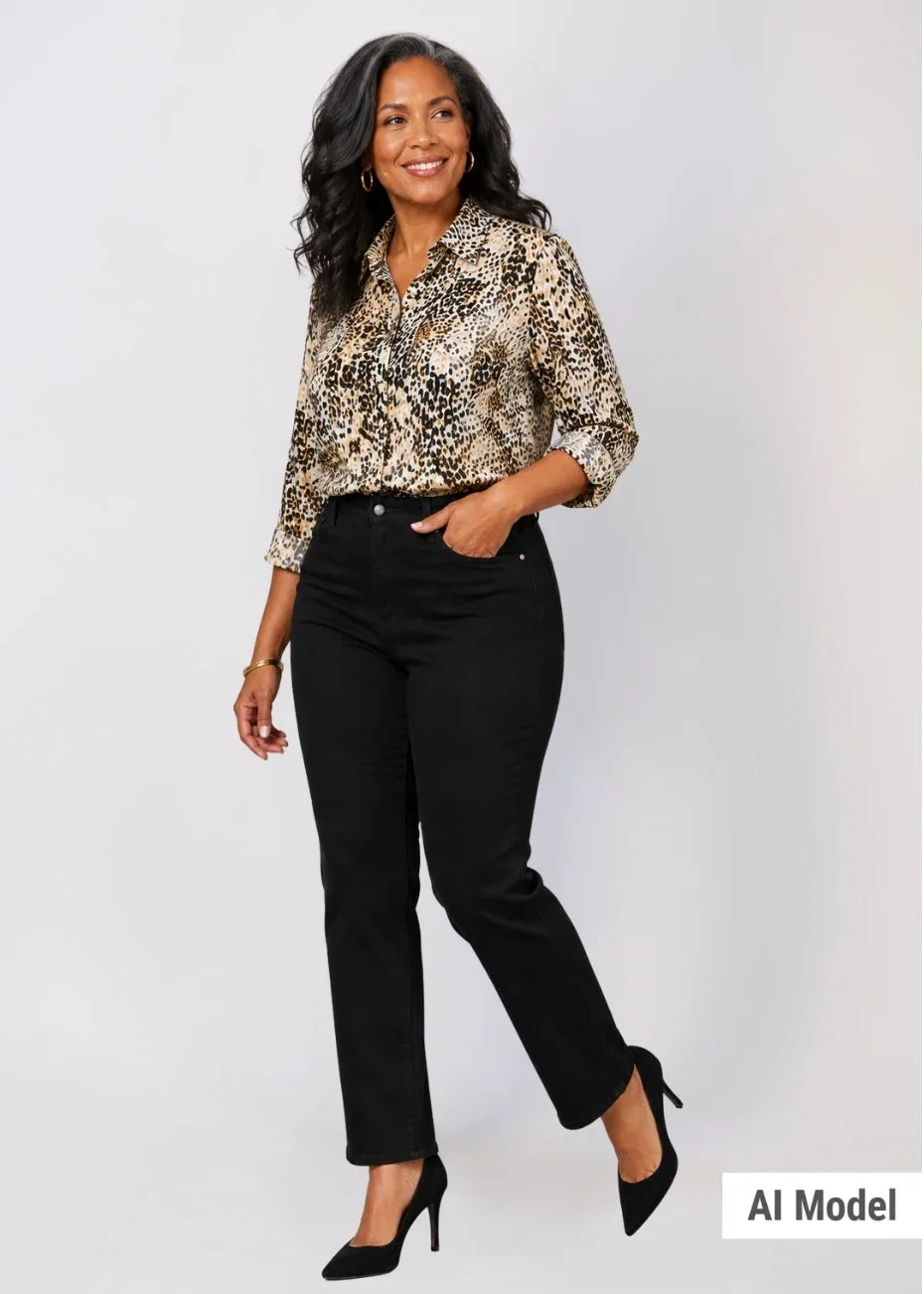 Image of Westport Signature Black Straight Leg Jeans - Plus