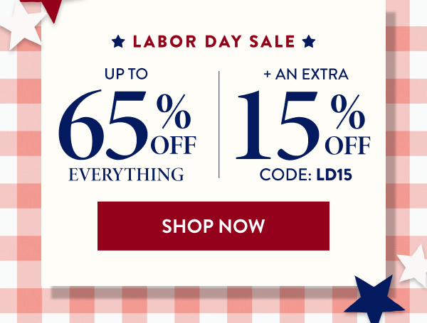 Up To 65% Off Everything + An Extra 15% Off | Code: LD15 | Shop Now