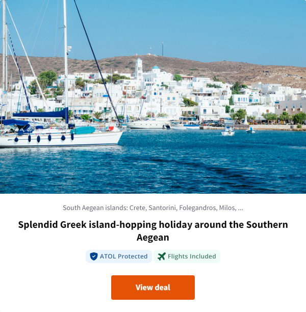 Splendid Greek island-hopping holiday around the Southern Aegean