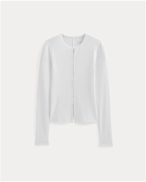 Image | Luxe Rib Button-Up Top | White