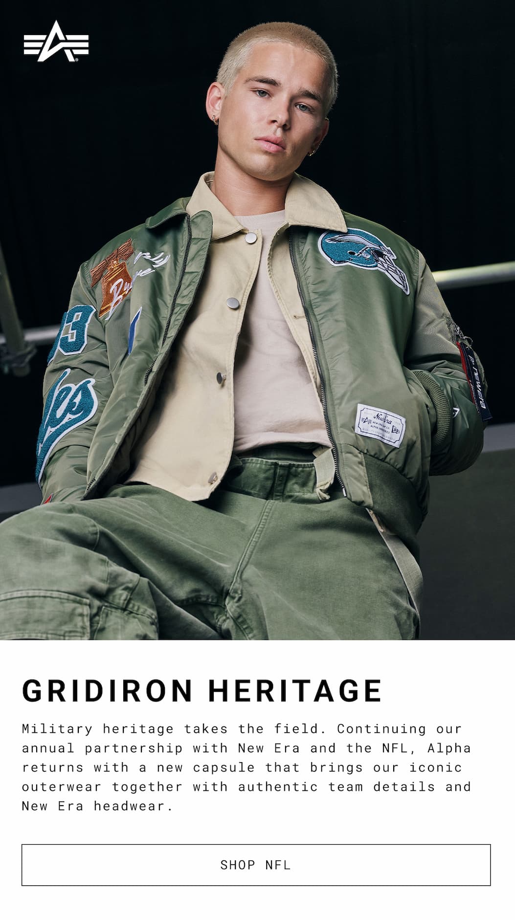 alpha industries FW26 New Era NFL collection 