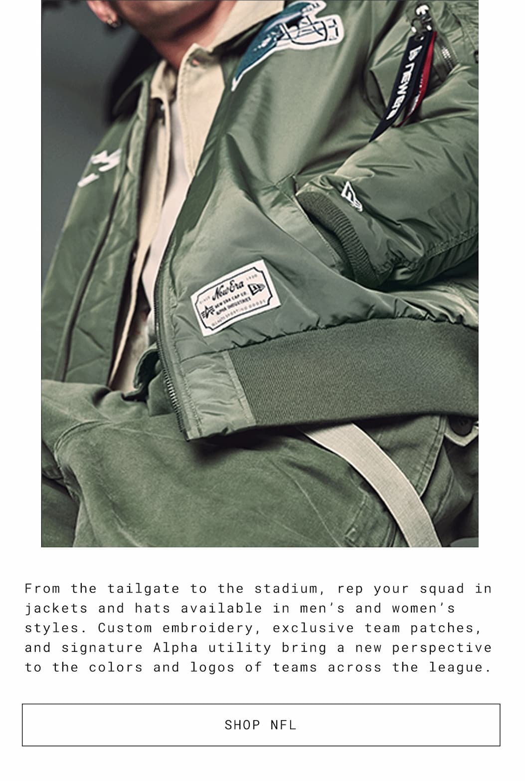 alpha industries FW26 New Era NFL collection 