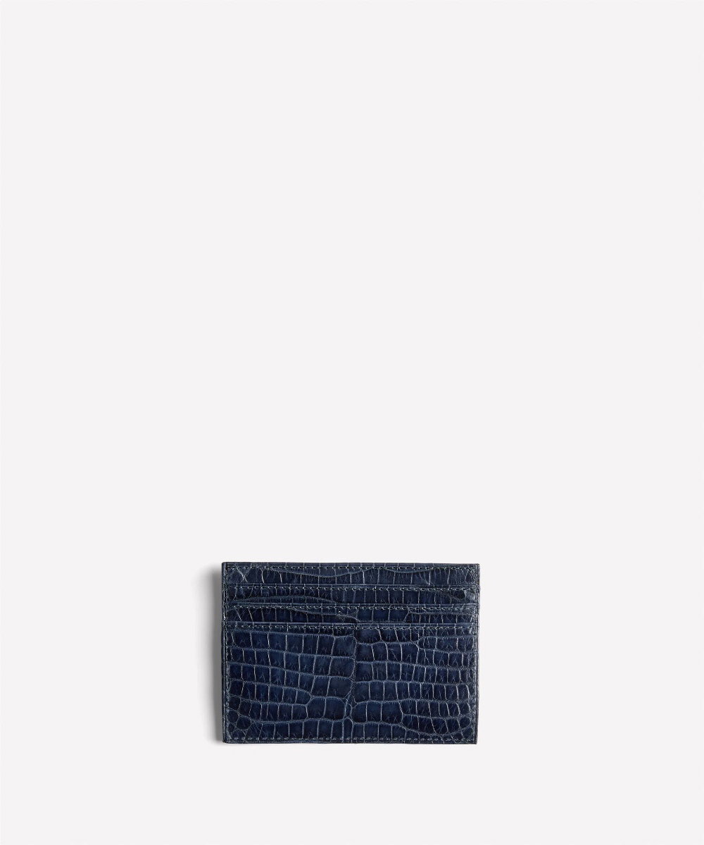 Slim Card Case Navy Crocodile