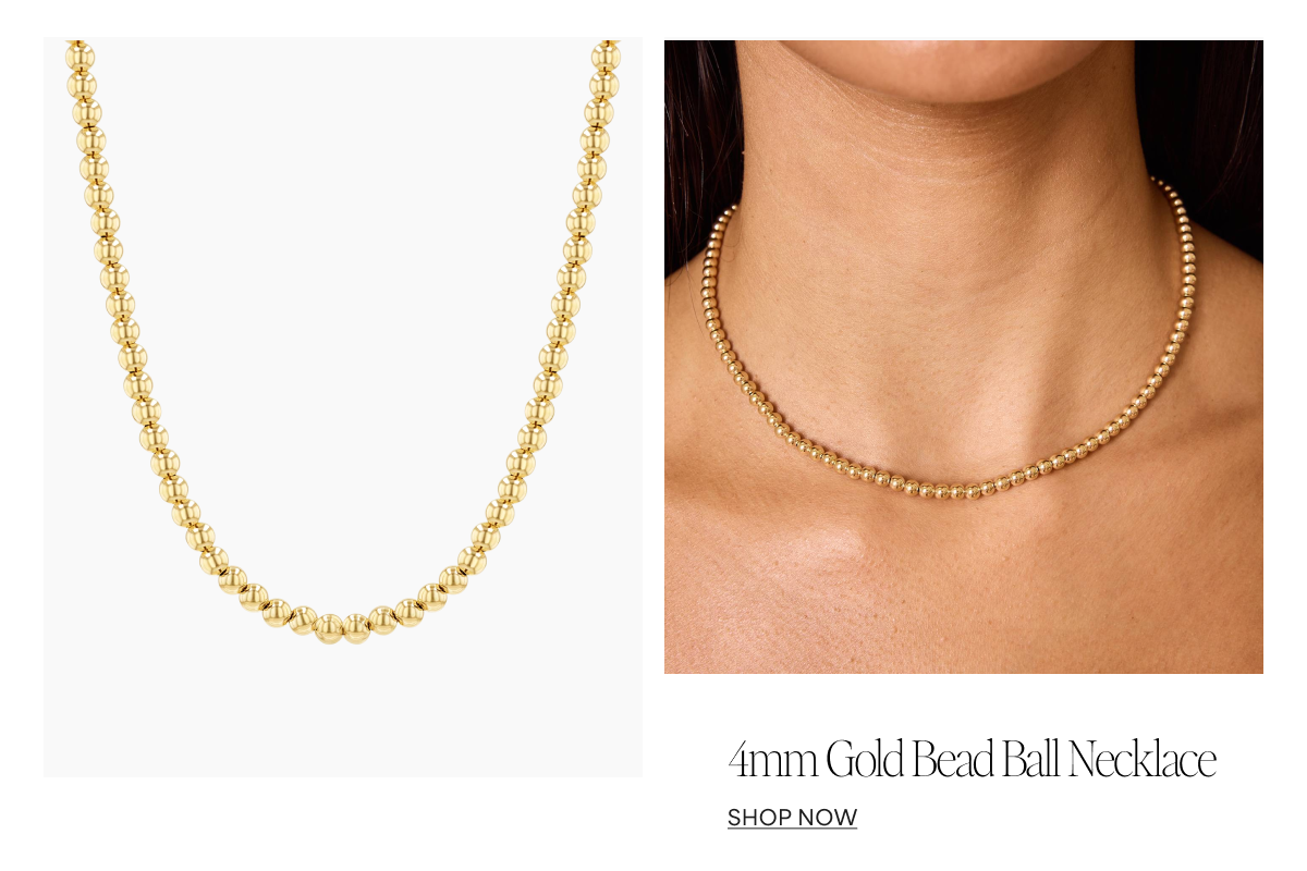4mm Gold Bead Ball Necklace