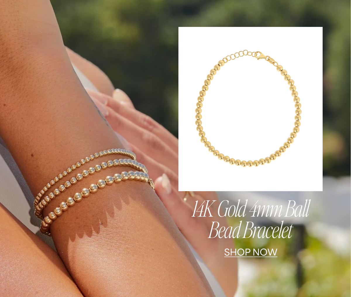 14K Gold 4mm Ball Bead Bracelet