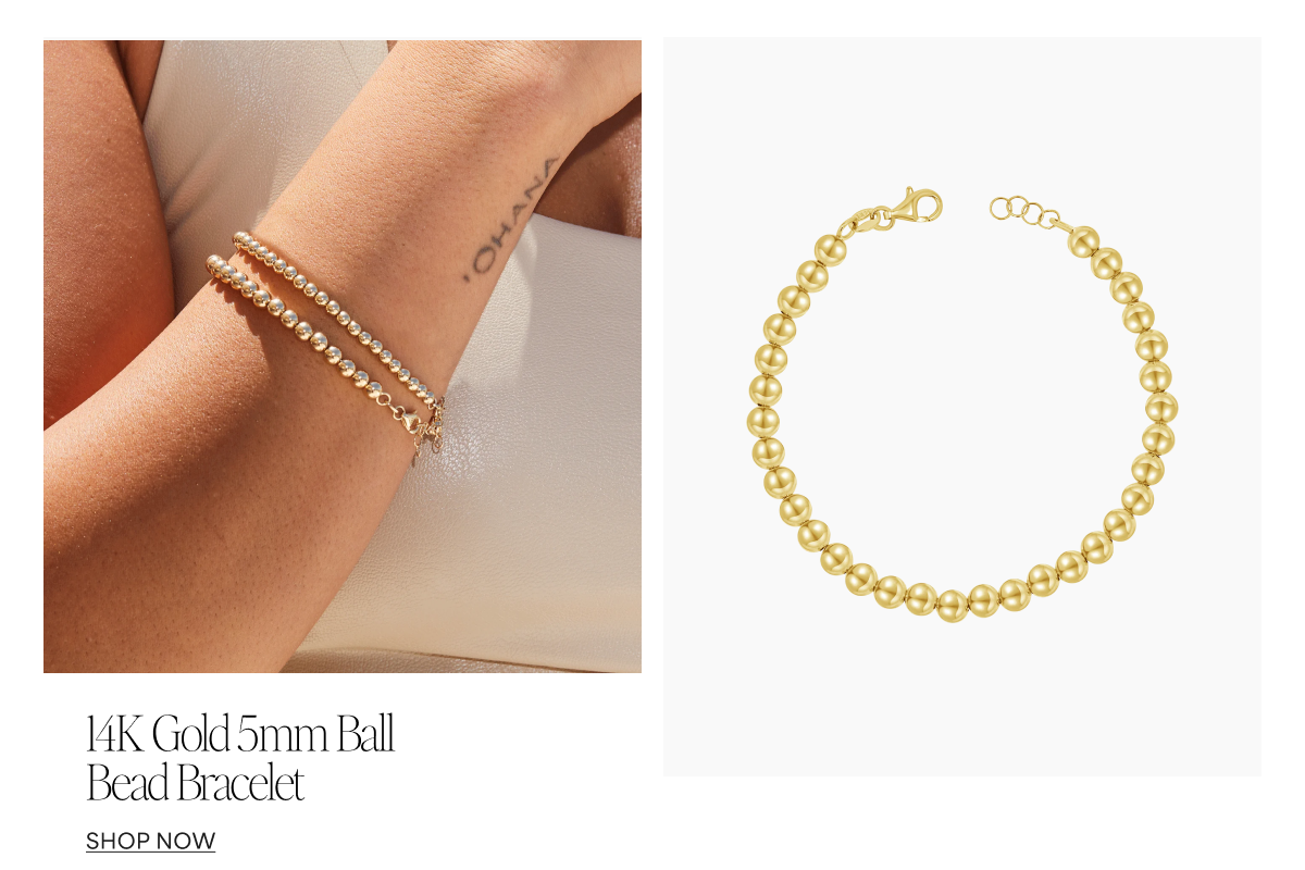 14K Gold 5mm Ball Bead Bracelet