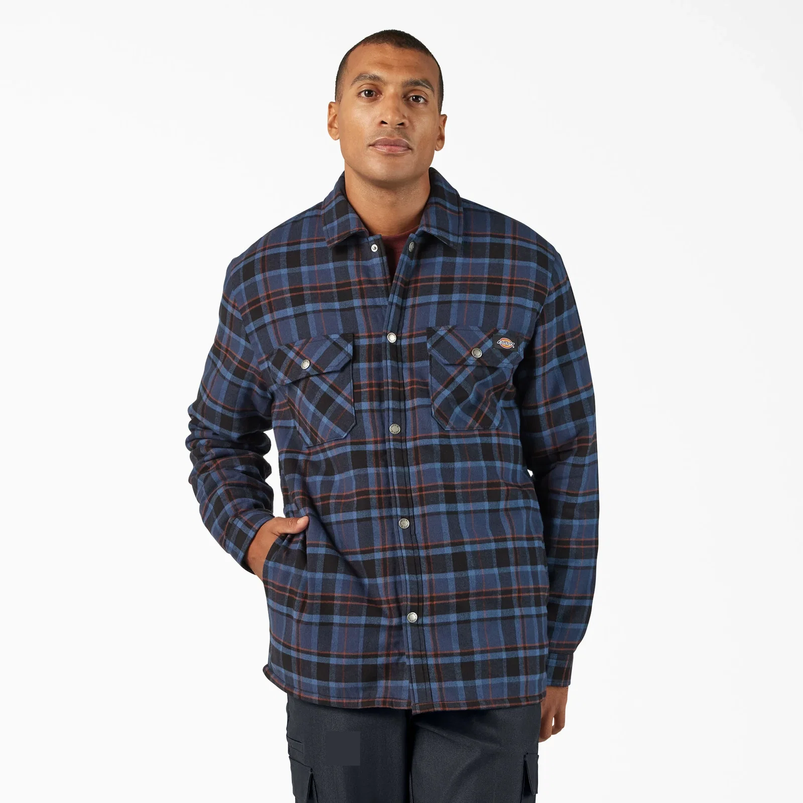 Image of Water Repellent Fleece-Lined Flannel Shirt Jacket