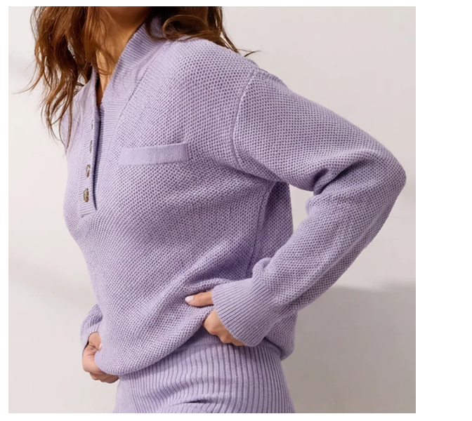 cottonsilk pocket henley - lilac