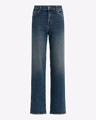 High Waisted Relaxed Straight Dark Wash Jeans