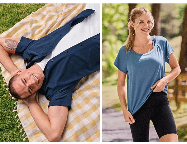 men's and womens blue apparel images
