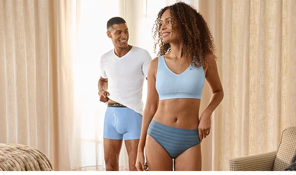 men's and womens blue underwear image