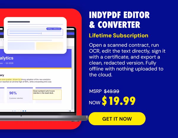 IndyPDF Editor & Converter: Lifetime Subscription