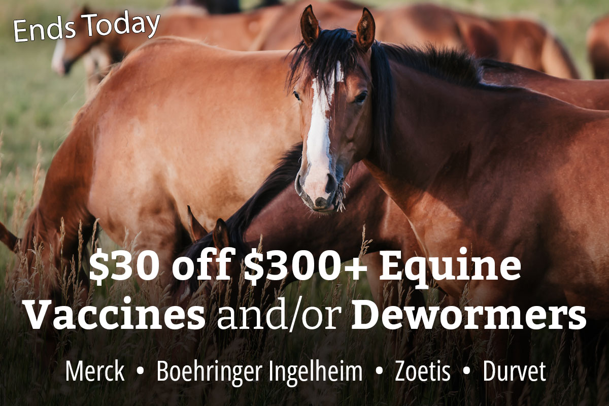 $30 off $300+ Equine Vaccines and/or Dewormers