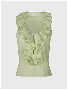 Lime Linen Ruffle Shirt with Back Corset Detail