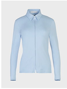 Riviera Blue Cotton Shirt With Hidden Zipper