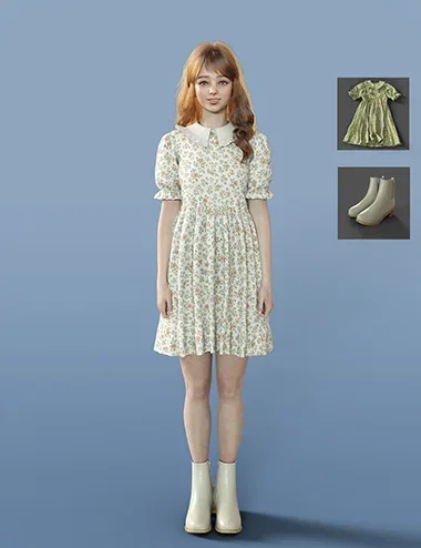 dForce MB Floral Dress Set Genesis 9 Feminine