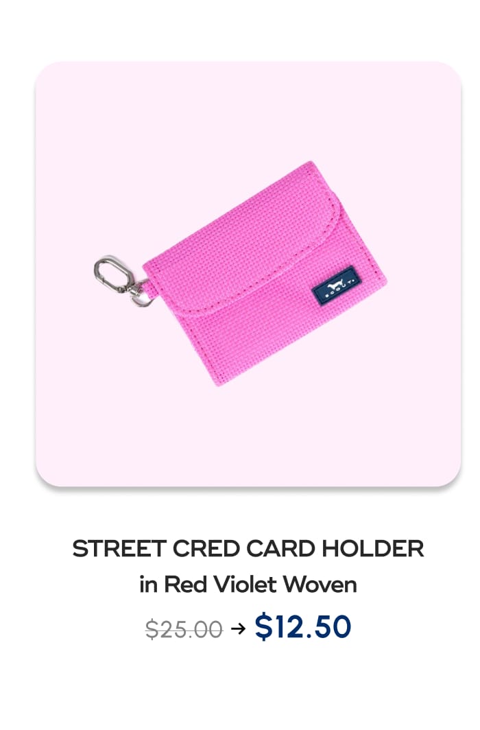 STREET CRED CARD HOLDER in Red Violet Woven. $25.00 -> $12.50