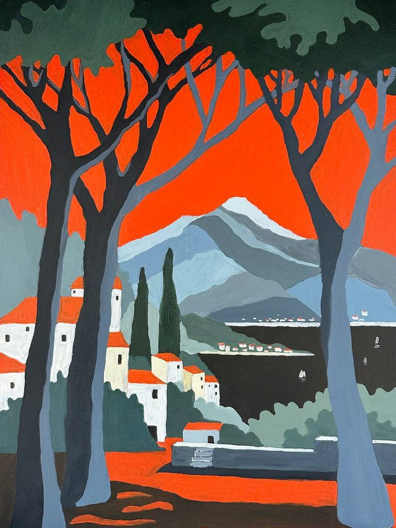 Landscape mountain town high contrast