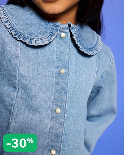 Denim shirt with long sleeves for girls - double stone