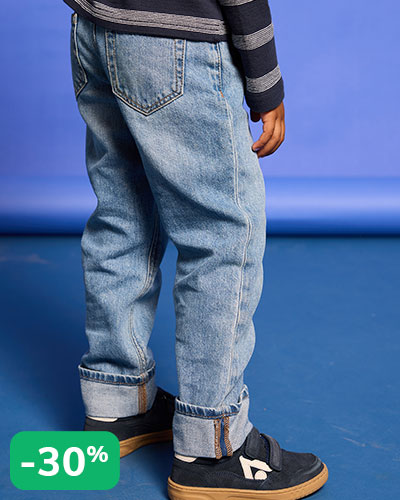 Straight Leg Jeans with Turn-Ups for Boys - stone