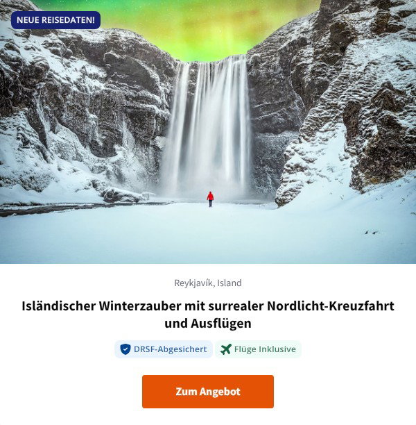 Isländischer Winterzauber mit surrealer Nordlicht-Kreuzfahrt und Ausflügen