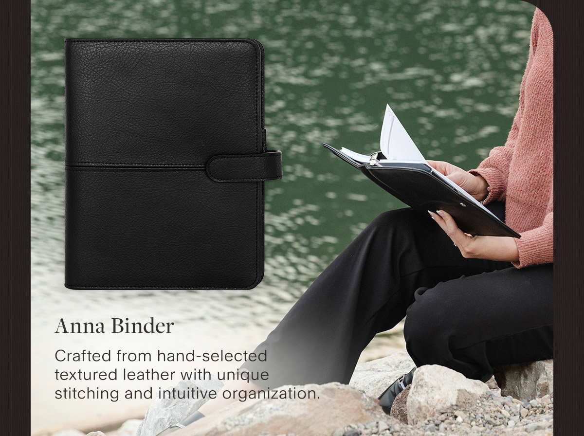 Anna Binder. Crafted from hand-selected textured leather with unique stitching and intuitive organization.
