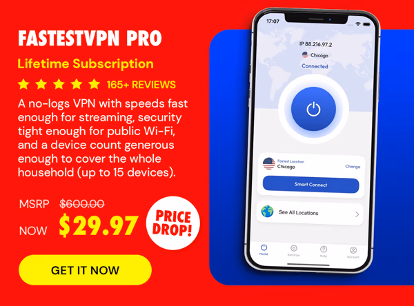 FastestVPN PRO: Lifetime Subscription (15 Devices)