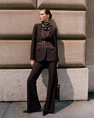 Notch Lapel Belted Blazer in Signature Stretch