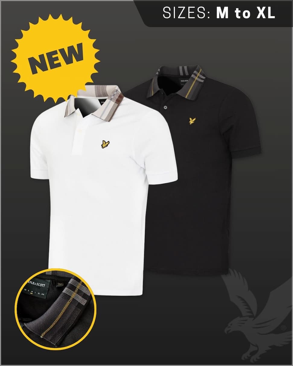 Lyle & Scott Mens Tartan Collar Classic Regular Fit Golf Polo Shirt