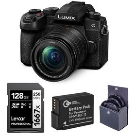 Panasonic LUMIX G97 Mirrorless Camera with LUMIX G Vario 12-60mm f/3.5-5.6 Aspherical Lens, Black, Bundle with DMW-BLC12 Extra Battery, 128GB Memory Card and 58mm Essentials Filter Kit
