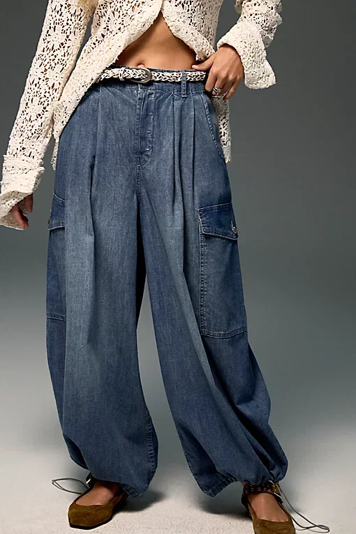 We The Free Wild Winds Cinched Wide Leg Jeans