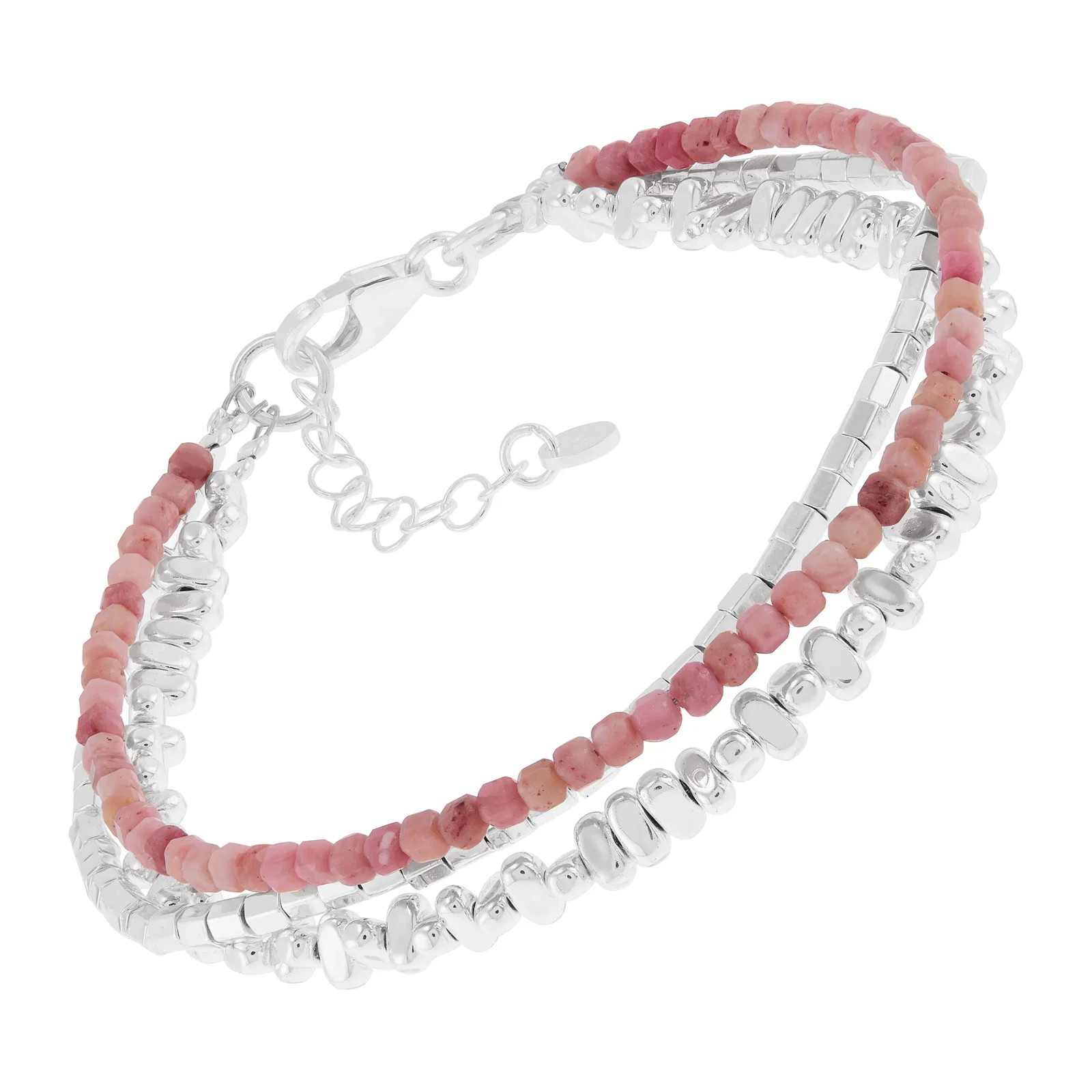 Pink Interval Bead Bracelet, Hematite and Rhodonite