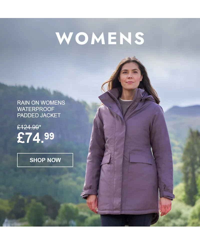 Rain On Womens Waterproof Padded Jacket