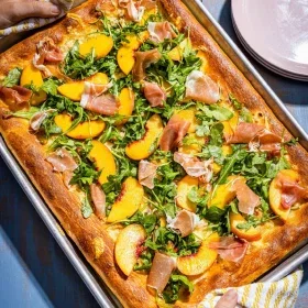 White Pizza with Peach and Prosciutto