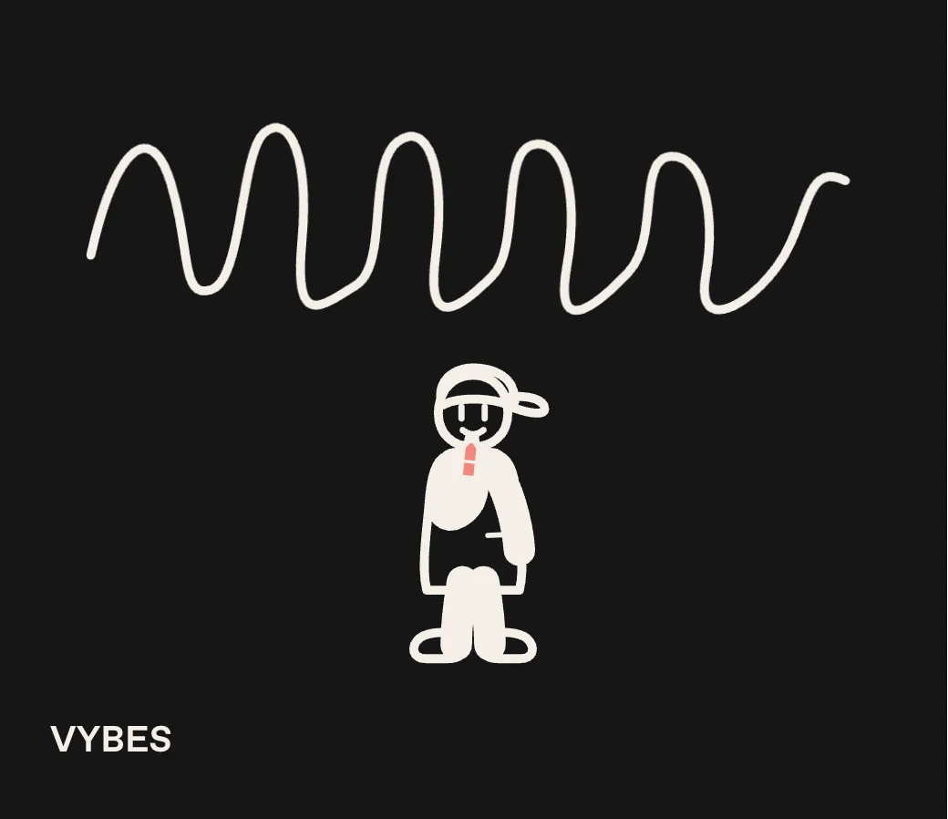 A VYBES mood line settling from scribble to calm