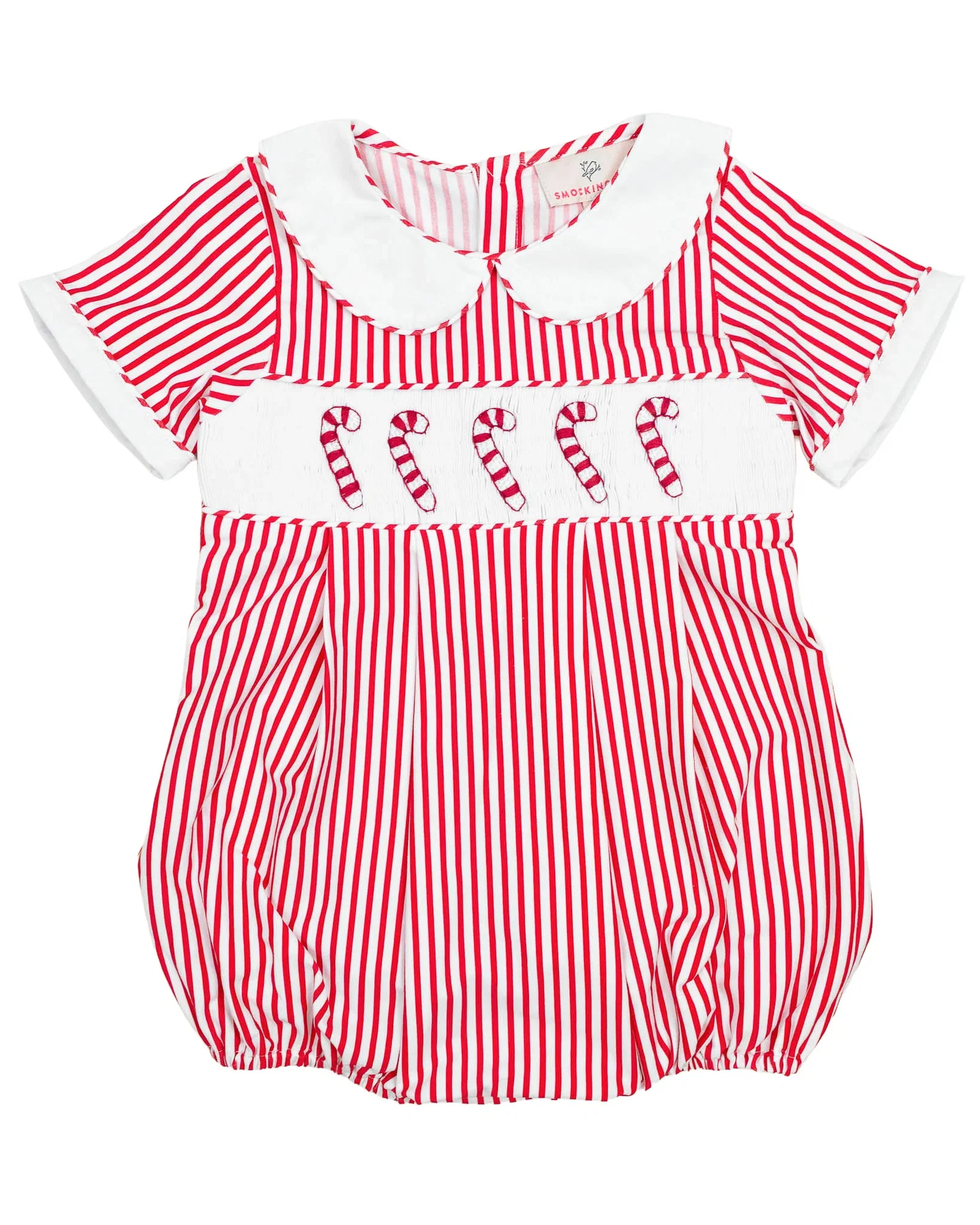 Image of Candy Cane Smocked Boy Bubble-FINAL SALE